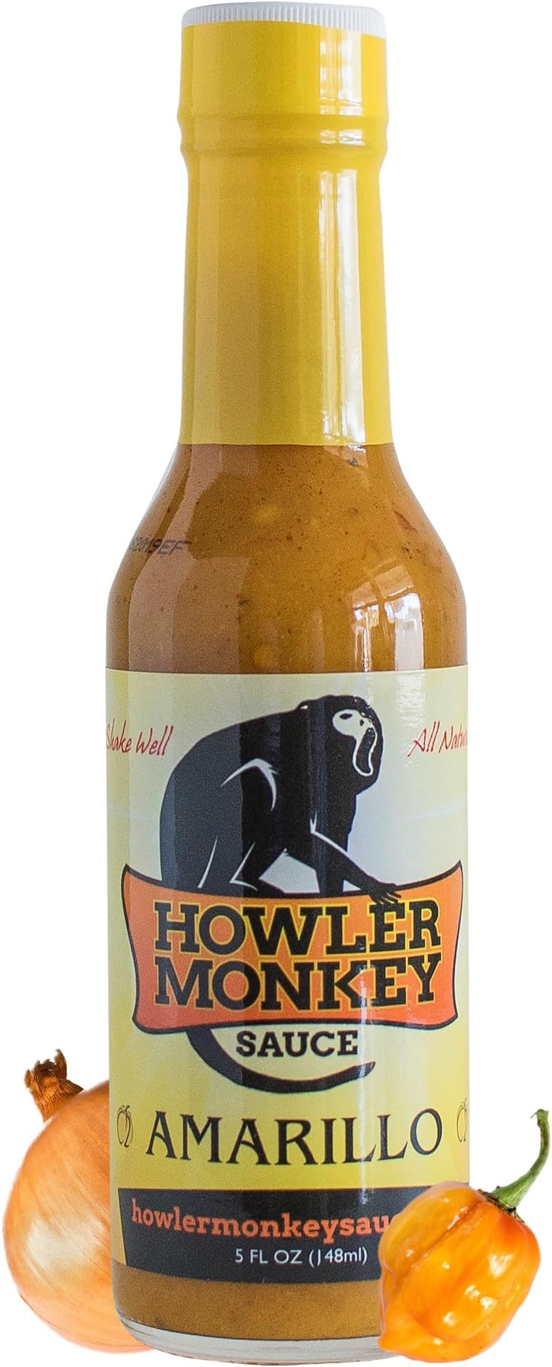 Howler Monkey Amarillo Sauce, All Natural, Zero Carbs, Low Sodium, Gluten Free, 5 Fluid Ounce (Pack of 6)