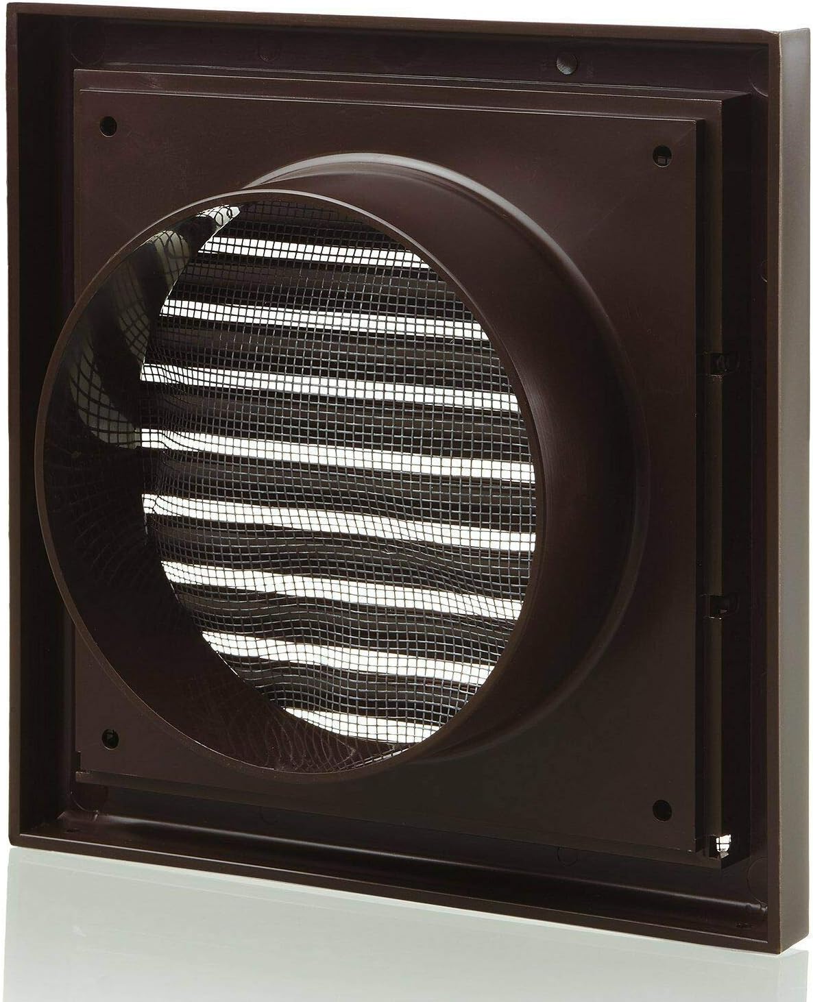 Fantronix Brown Fixed Blade Wall Vent Grille with Insect Mesh, 150 mm (6”) Rear Spigot - Image 3