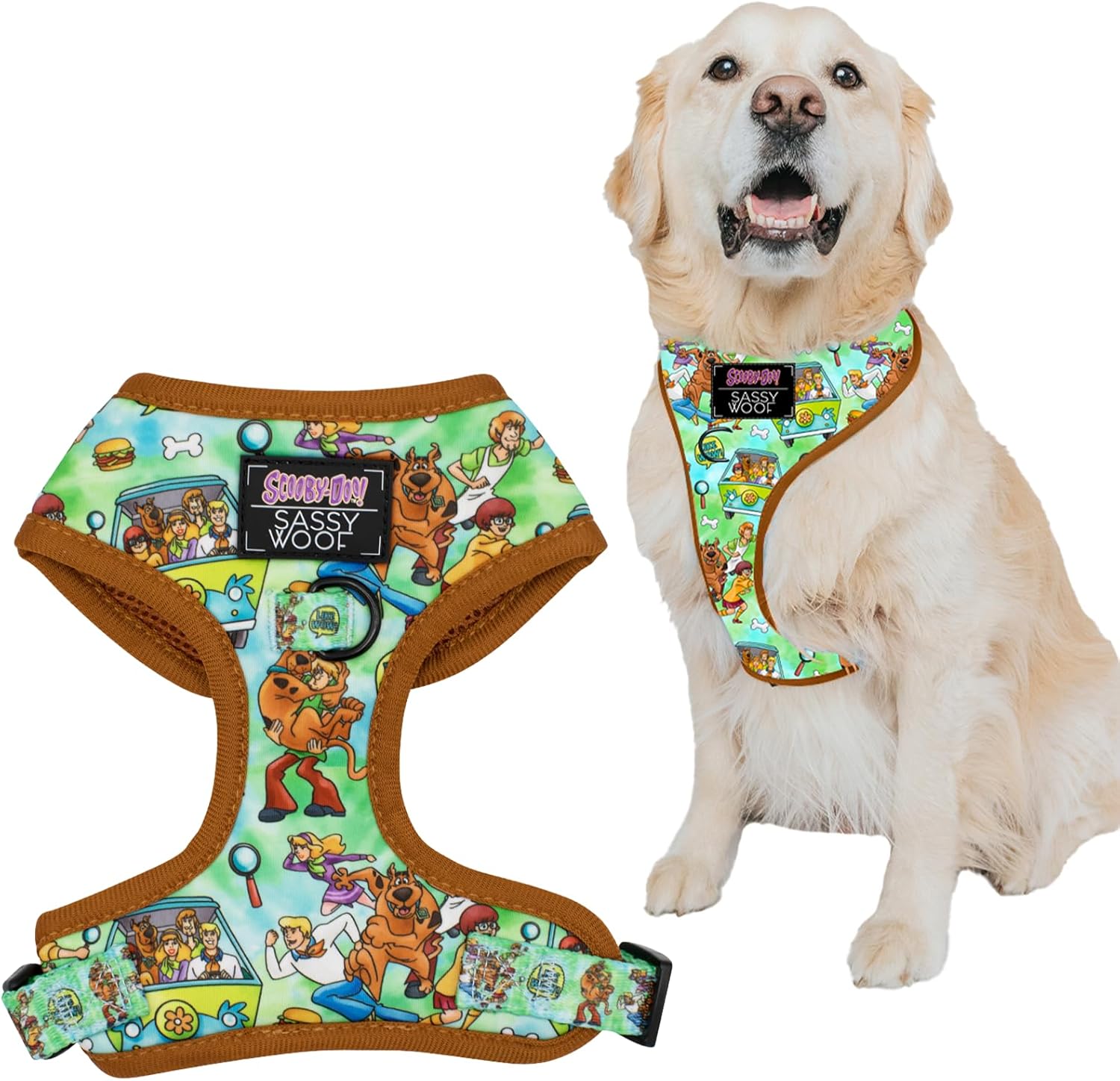 Sassy Woof Dog Adjustable Harness - Scooby-Doo™ - XL, Breathable Mesh, No Pull Design with Two D-Rings, Patented Design, Perfect for Extra Large Dogs - Officially Licensed