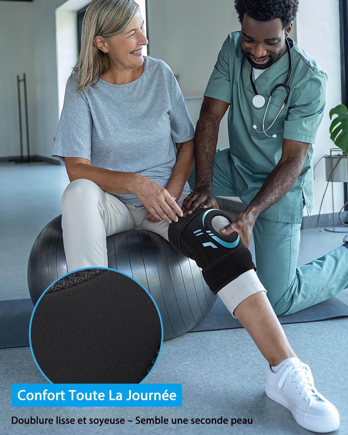 ABYON Genouillère Homme Femme – Orthèse de Genou Réglable pour Ménisque, Arthrose, ACL MCL – Support Rotulien en Néoprène avec Stabilisateurs Latéraux pour Soulagement de la Douleur et Récupération