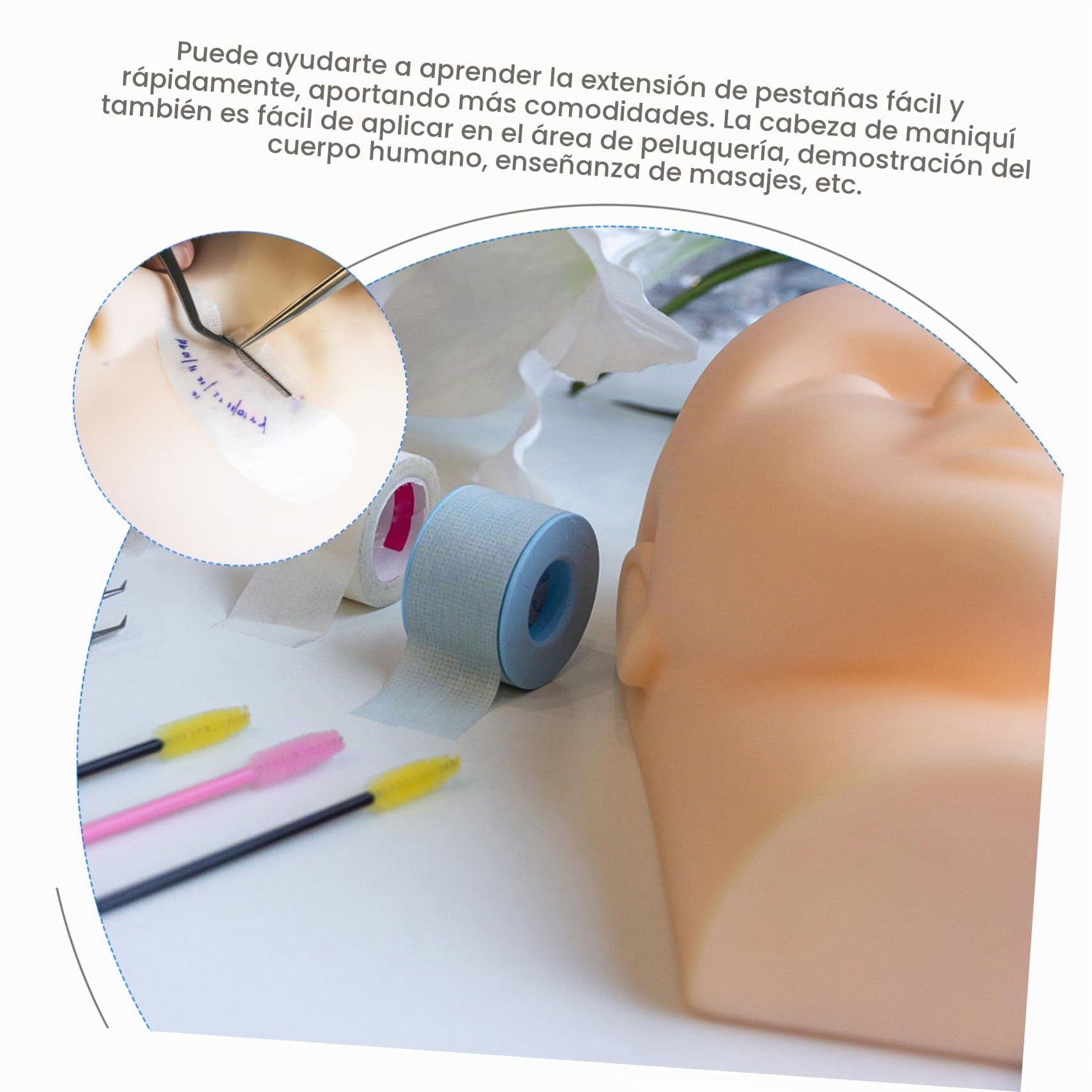 Maniquí De Práctica Para Maquillaje y Extensiones De Pestañas Cabeza De Cosmetología Para Entrenamiento Para Práctica De Maquillaje y Masaje Facial