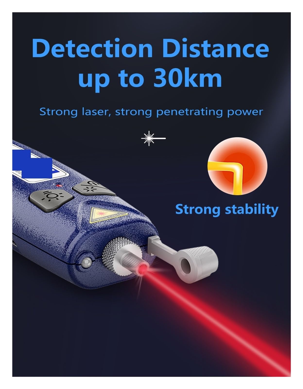 Localisateur visuel de défauts VFL-22M testeur câbles à fibres optiques, jusqu'à 30Km VFL Stable forte Standard SC FC ST LC en option Inspection de circuits