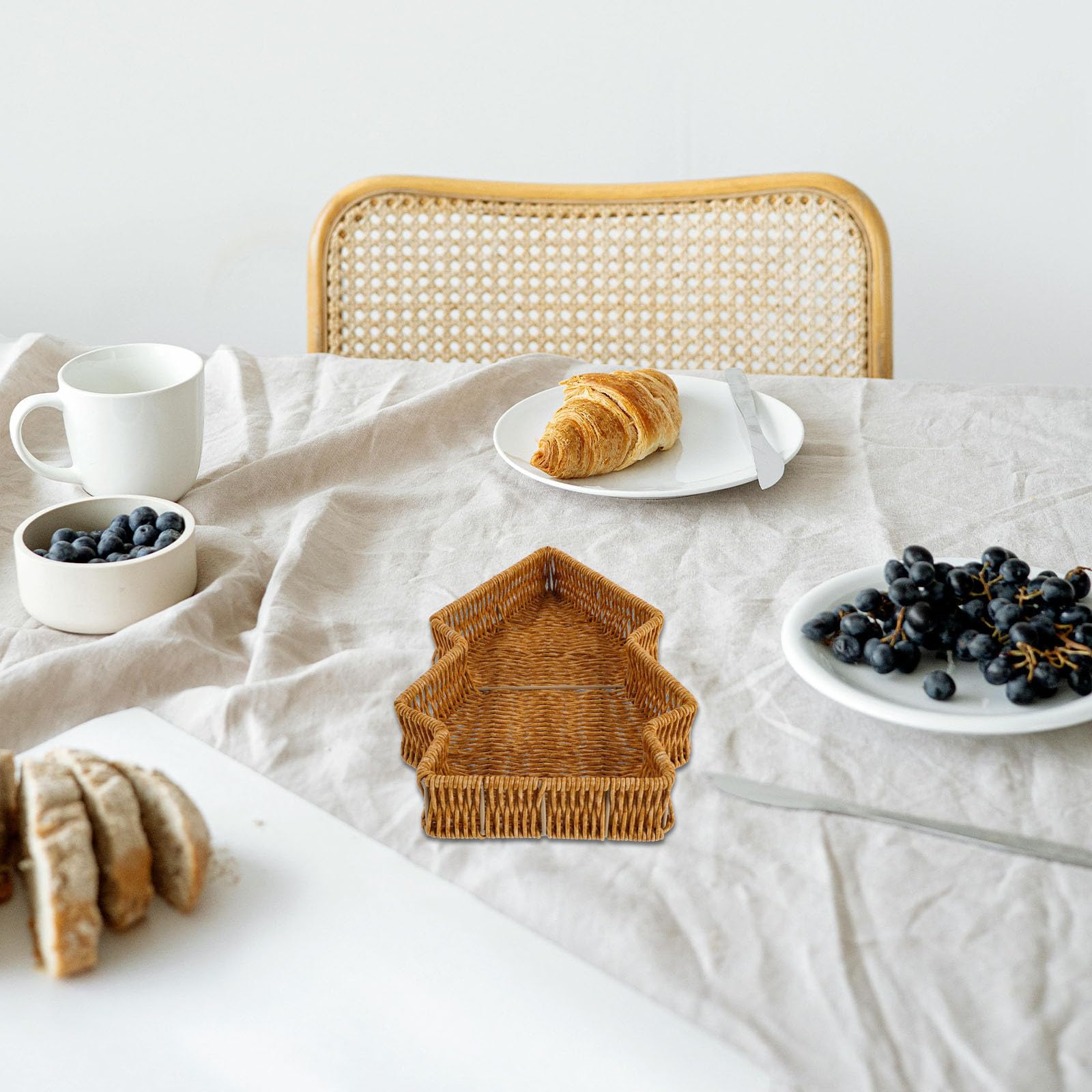 2 Pezzi Cesto per Pane Intrecciato in Vimini a Forma di Country, Leggero e Sicuro per Alimenti, per Feste e Eventi in Farmhouse