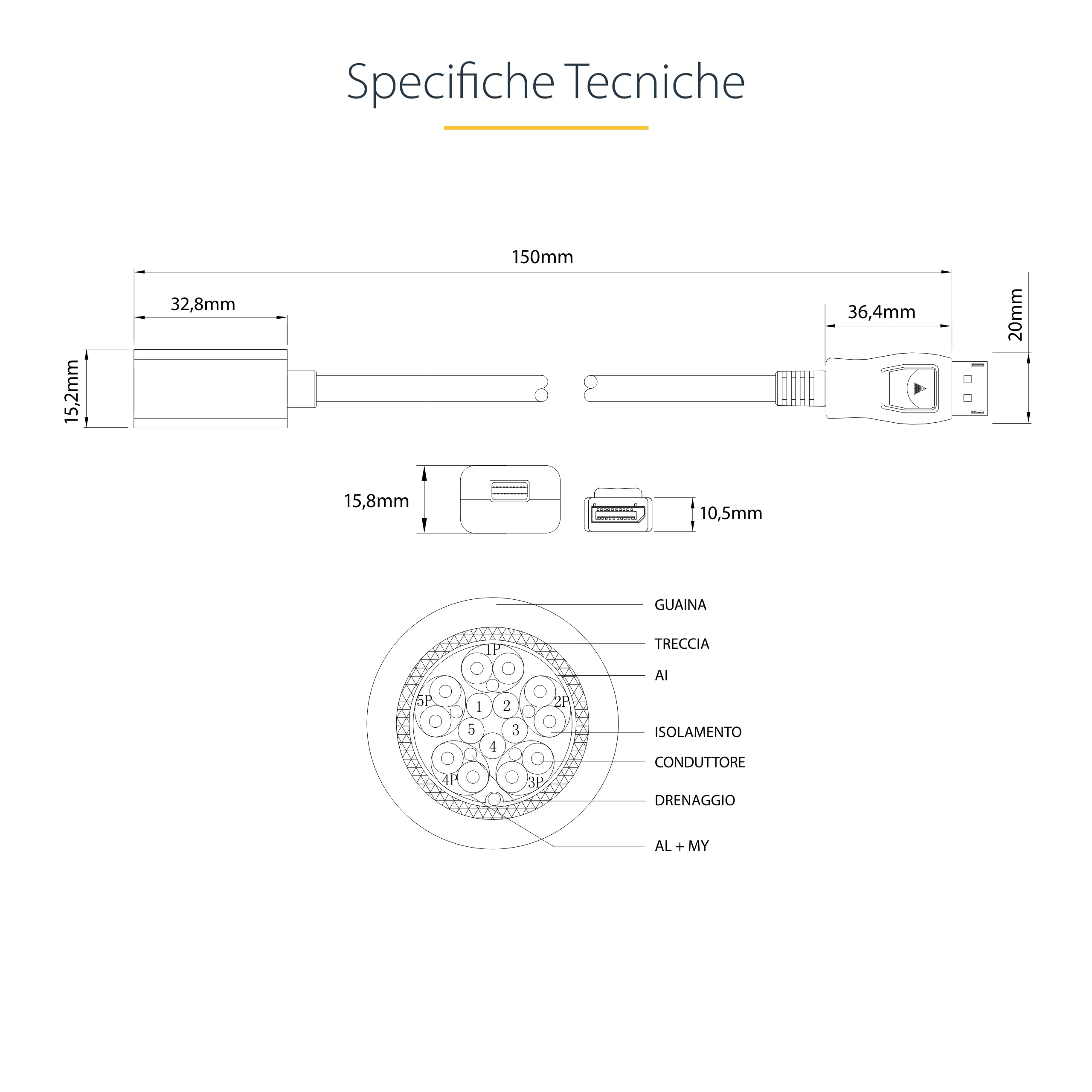 StarTech Cavo Adattatore da DP a Mini DisplayPort 15cm, 4K (DP2MDPMF6IN) | Da DP Maschio a Mini DP Femmina, Prolunga Monitor DP 1.2