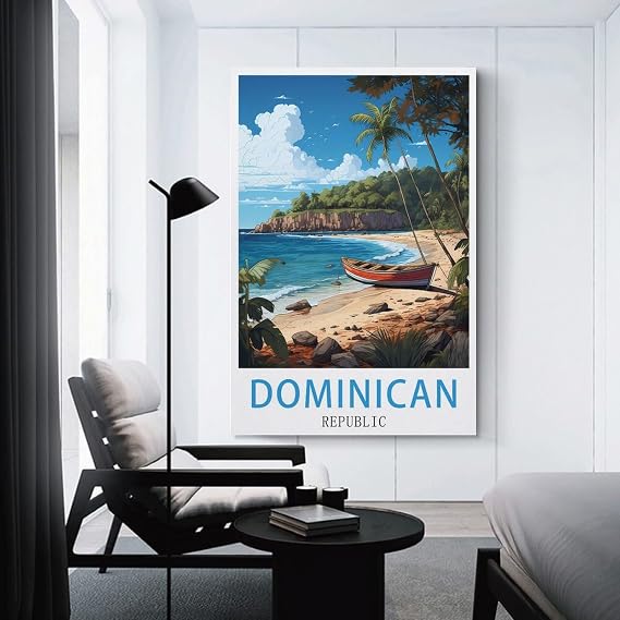 LNUYITR Dominican Republic Vintage Travel Posters Beach 08x12inch(20x30cm) Canvas Art Posters And Wall Art Picture Prints Modern Home Bedroom Decor Posters
