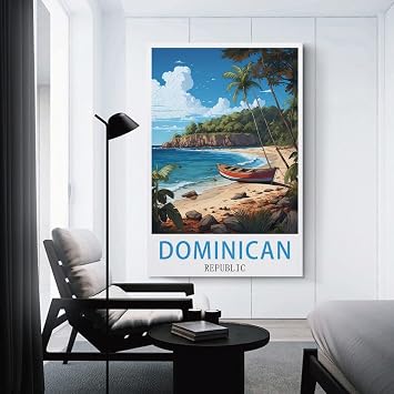 LNUYITR Dominican Republic Vintage Travel Posters Beach 08x12inch(20x30cm) Canvas Art Posters And Wall Art Picture Prints Modern Home Bedroom Decor Posters
