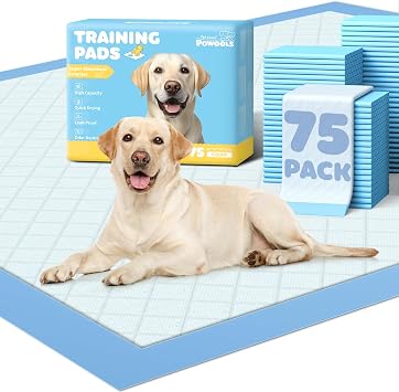 Powools Extra Large Puppy Pads 96 x 71 cm, Pack of 75, Leak-Proof | Pee Pads for Dogs Potty Training with Leak-Proof Design, 6-Layer Puppy Training Pads, Blue