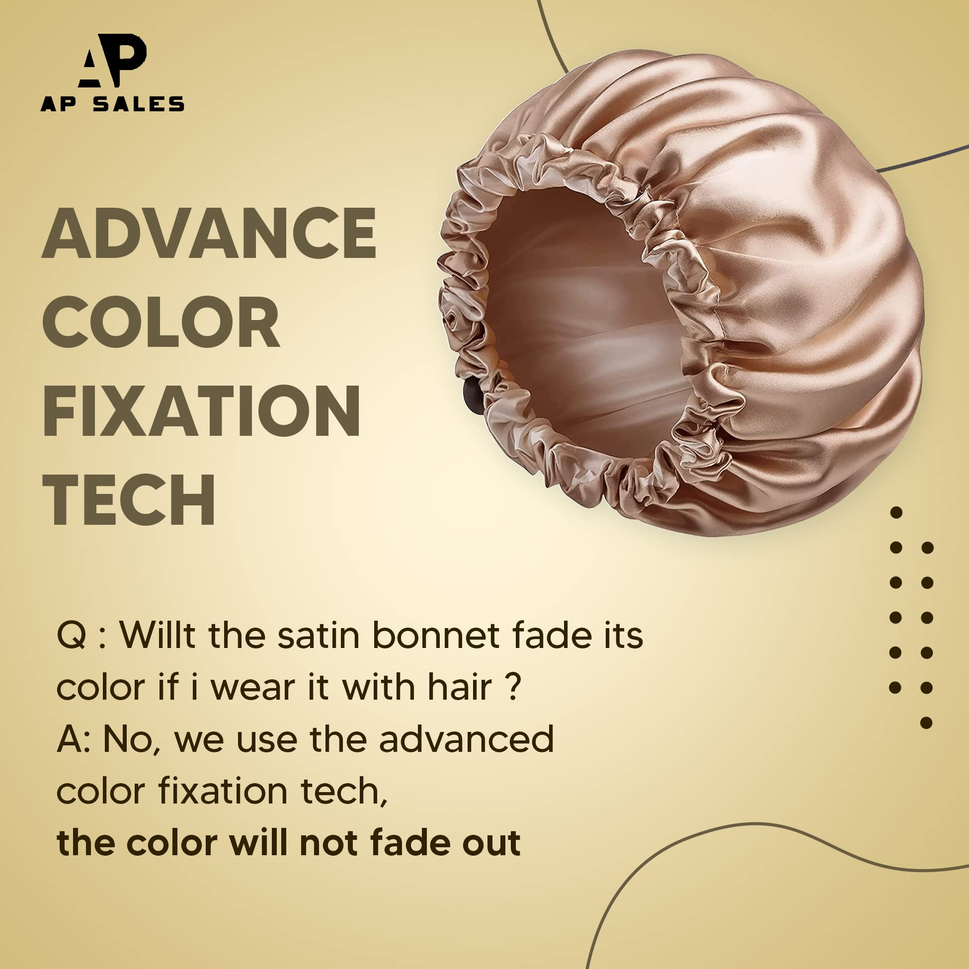 AP sales Satin Silk Hair Bonnet cap with 3 Primium Silk Satin Scrunchies|Satin head cap for sleeping| Satin bonnet for curly hair| Silk bonnet for hair|Satin hair wrap (Rose Gold) 2