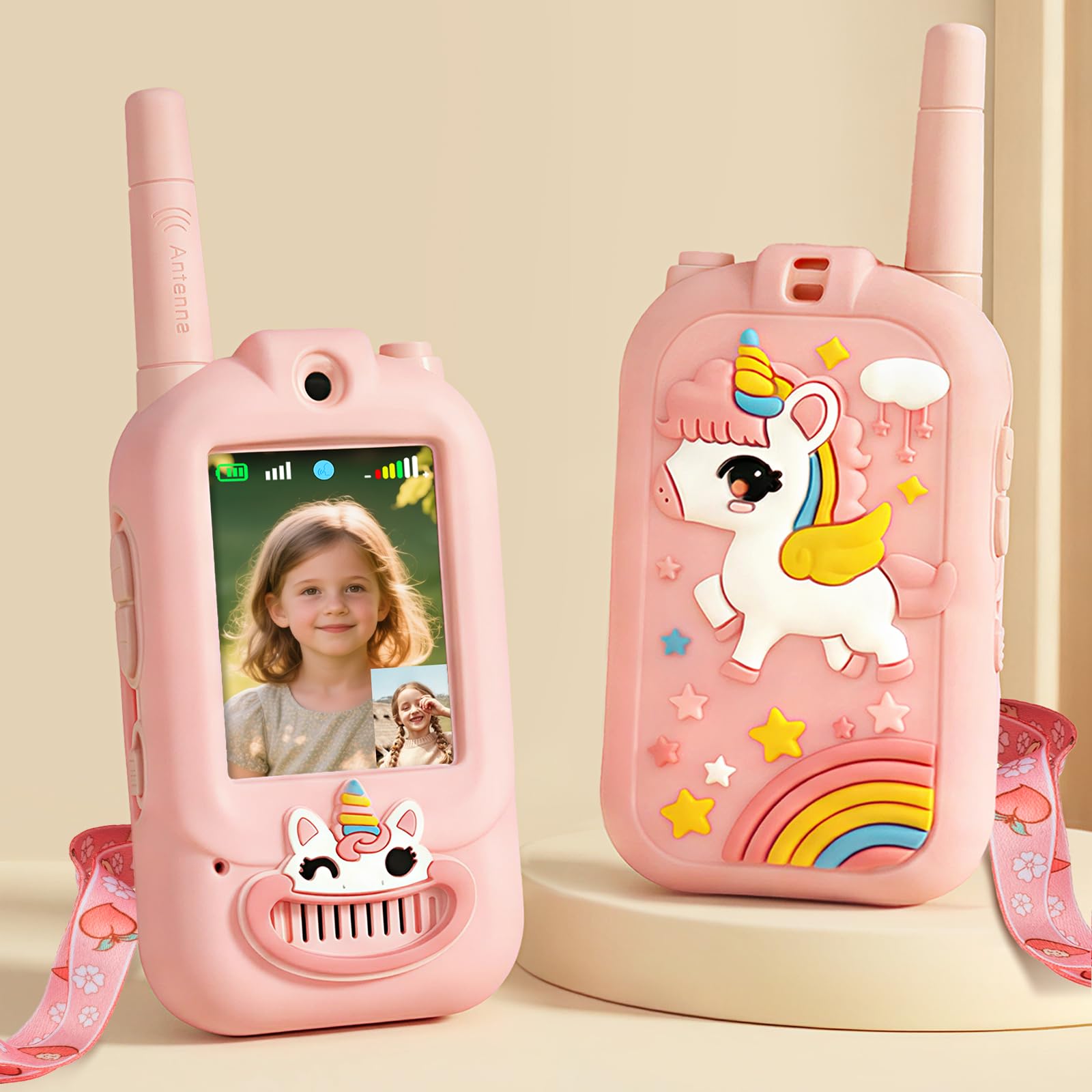Video Walkie Talkies for Kids, 2 Pack Rechargeable with Screen