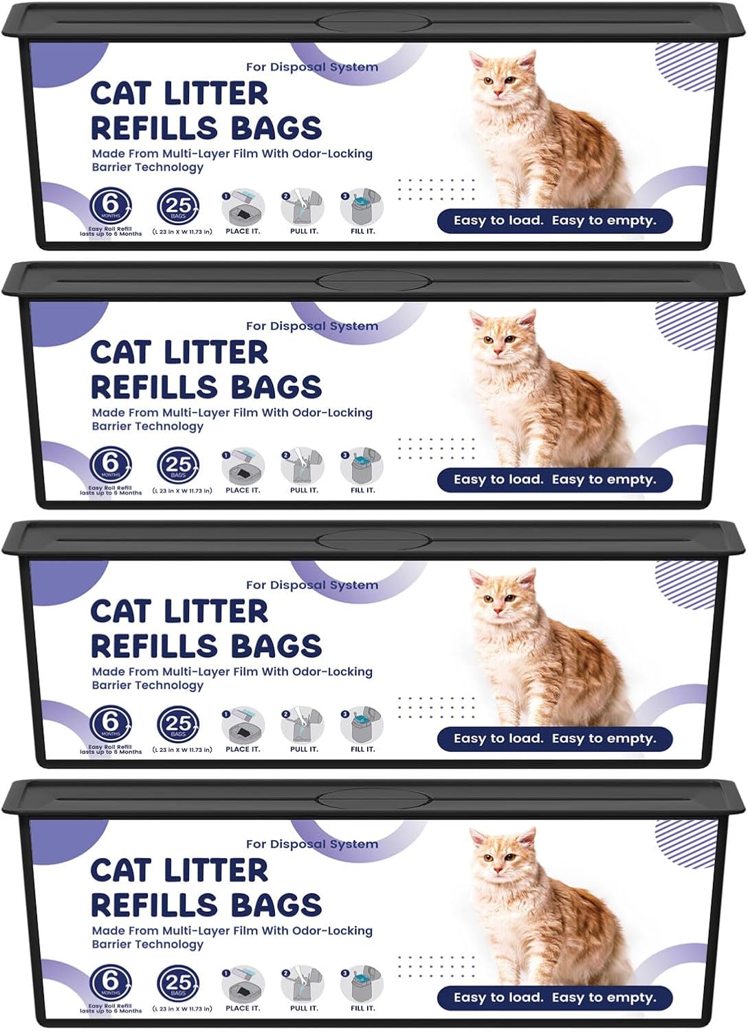 Cat Litter Refill Cartridges for Easy Roll Pail (4-pack)