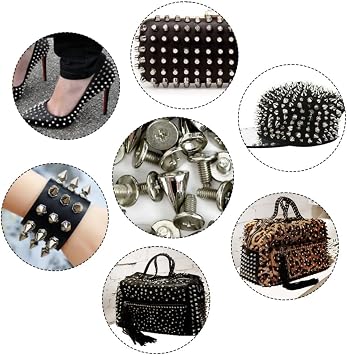 Decorative Rivets Pack of 100 Punk Rivets 7 x 10 cm Spikes Rivets Decorative Studs Metallic Pointed Rivets Screw Rivets Decorations Rivets for Screws for DIY Leather Crafts Clothing Bags Shoes Belt Jeans