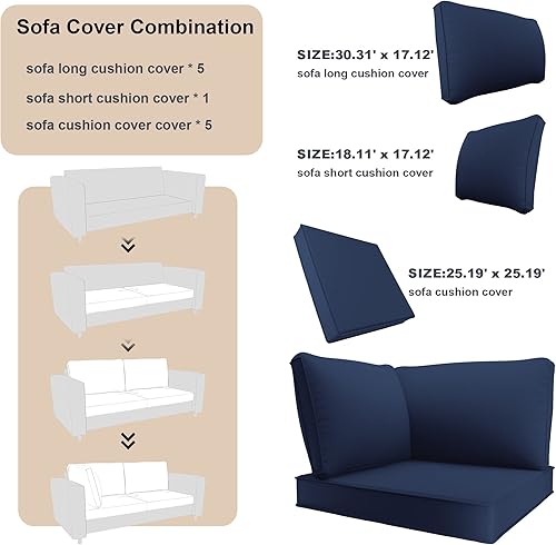 Miniatura 3 de Kullavik Funda de cojín de patio al aire libre, funda de asiento a prueba de salpicaduras, funda de muebles lavable, funda de cremallera suave y