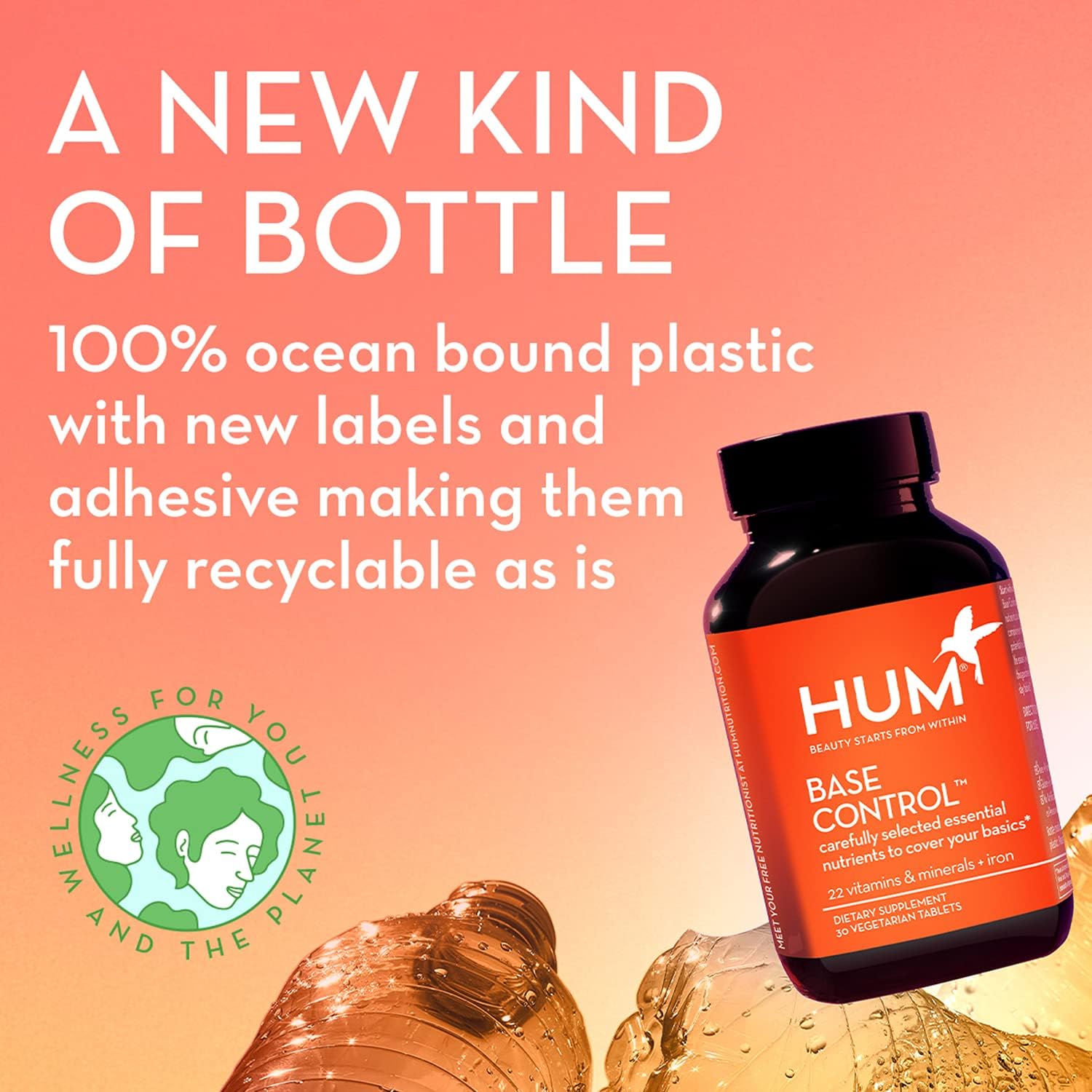 HUM Base Control - Daily Women's Minerals with B Complex, Vitamin C, 22 Micro-Nutrients + Iron to Support Pre Menopause Women - Non-GMO, Soy-Free, Gluten-Free (30 Tablets)