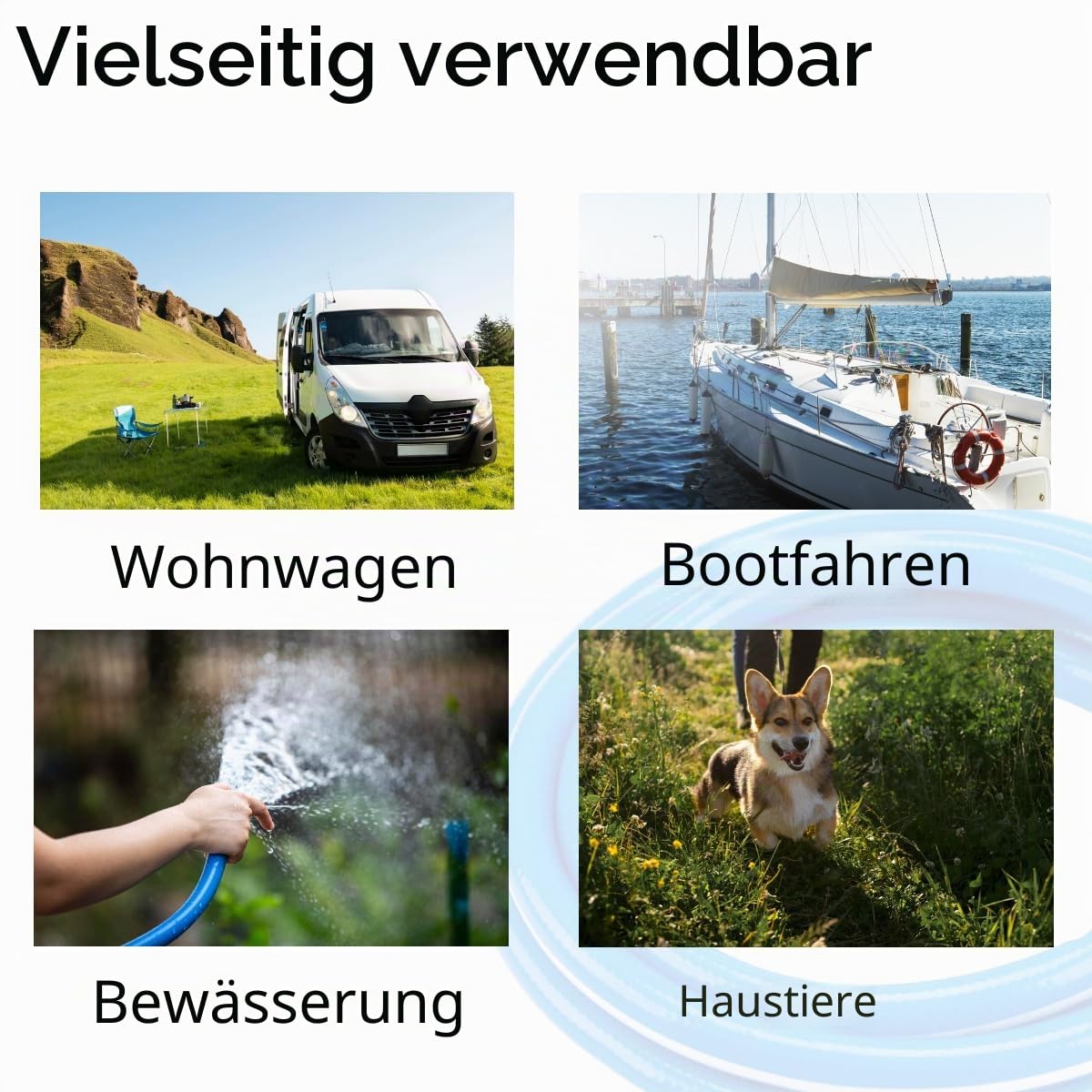 Lebensmittelechter Wasserschlauch, 5 Meter, mit Schlauchverbinder-Set, für Trinkwasser, Wohnwagen, Campingbusse und Wohnmobile, 12 mm ID (1/2 Zoll) x 16 mm Außendurchmesser