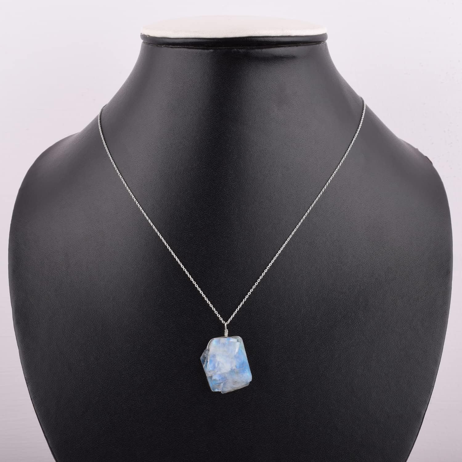 InfinityGemsArt Raw Rainbow Moonstone Jewelry Gifts For Men/Women Silver Necklace, Crystals And Healing Stones Rough Gemstone Pendant June Birthstone 925 Silver Chain 20 inch - Image 8