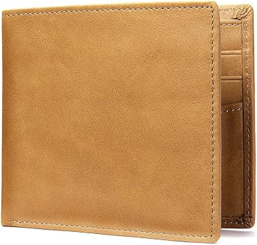 WASTIME Leather Wallet for Men, Slim RFID Minimalist Credit Card Wallets with 2 ID Window, Multicolor, Genuine Leather Wallet