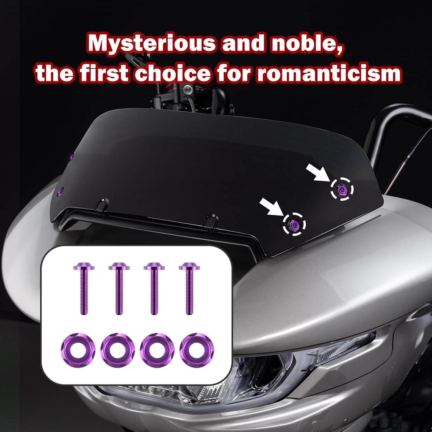 Road Glide Windshield Bolts for Harley, Titanium Performance Windshield Screws Compatible with Harley 2023 CVO 121 Road Glide, 2014-2023 Touring FLTRX Road Glide/Special FLTRXS (Purple)