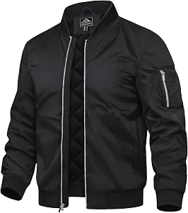 TACVASEN Men's Bomber Jackets Casual Quilted Jacket Warm Windproof Padded Jackets Water Resistant Warm Winter Coats