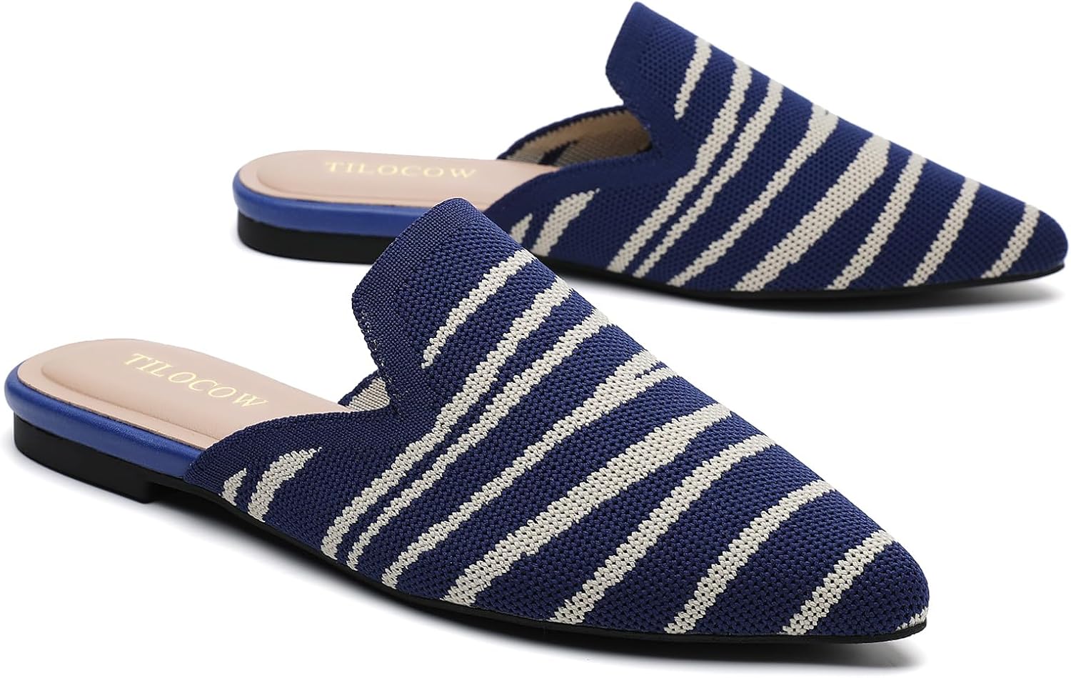 Tilocow Knit Mules for Women Flats Pointed Toe Mesh Ballet Flat Womens Slip On Slides Walking Shoes - Image 8