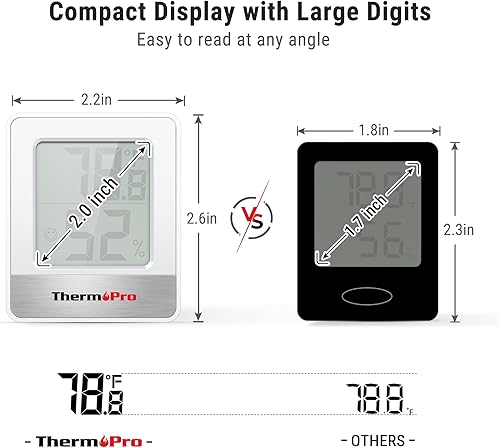 Vista 4 de ThermoPro TP49 2 Piezas Termómetro Higrómetro Digital de Interior Mini Higrómetro Termómetro con Monitor de Temperatura y Humedad Termómetro