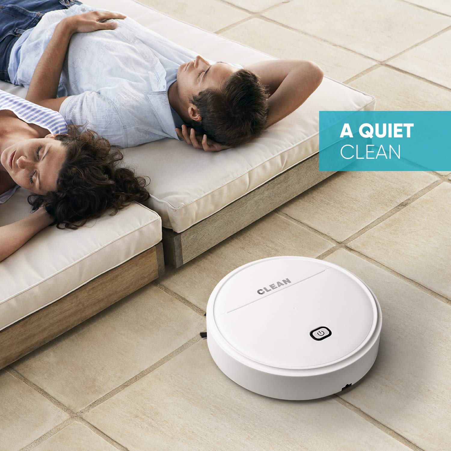 LS23+ Robot Vacuum Stickit Graphix, Strong Suction, Quiet, Super-Thin Smart Robotic Vacuum Cleaner, Used to Clean Pet Hair, Carpets, Hard Floors, White