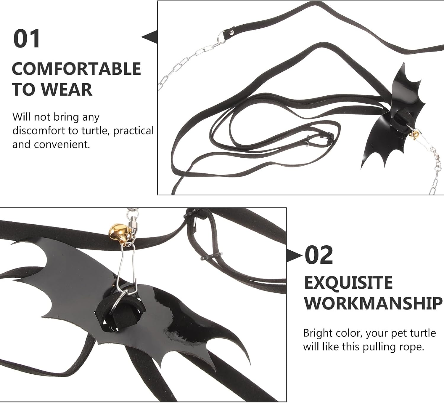 UPKOCH Leash Harness for Large Tortoises, Black Outdoor Walking Rope with Stainless Steel Chain Accessories, Pet Tow Rope for Small and Training