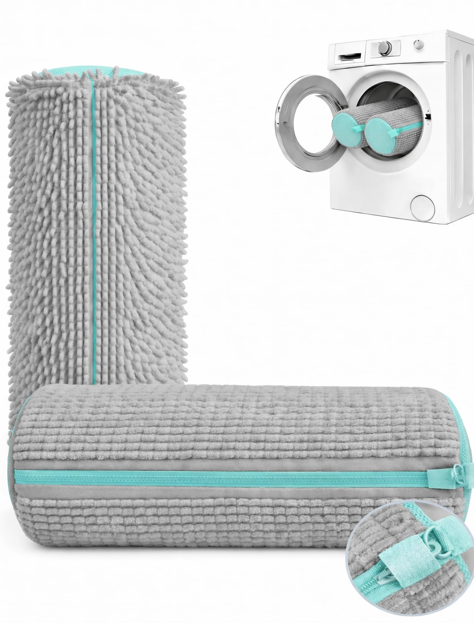 Set da 2 Sacche per Lavatrice con Chiusura Lampo Bloccabile, Lavabile in Lavatrice, Pulizia a 360°, Protezione Scarpe Sportive, Bianca, Grigio