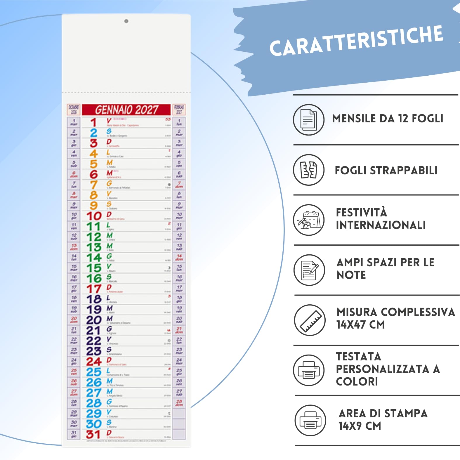Calendari Personalizzati 2027 Stock da 100 Pezzi Olandesi da Muro per Gadget Pubblicitari di Fine Anno come Omaggio per i Clienti Regali Aziendali Cod. PA670