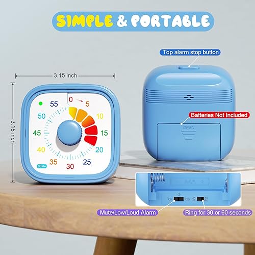 Miniatura 5 de Temporizador visual para niños recargable temporizador digital de cuenta regresiva de 60 minutos, temporizadores silenciosos para escuela, aula,