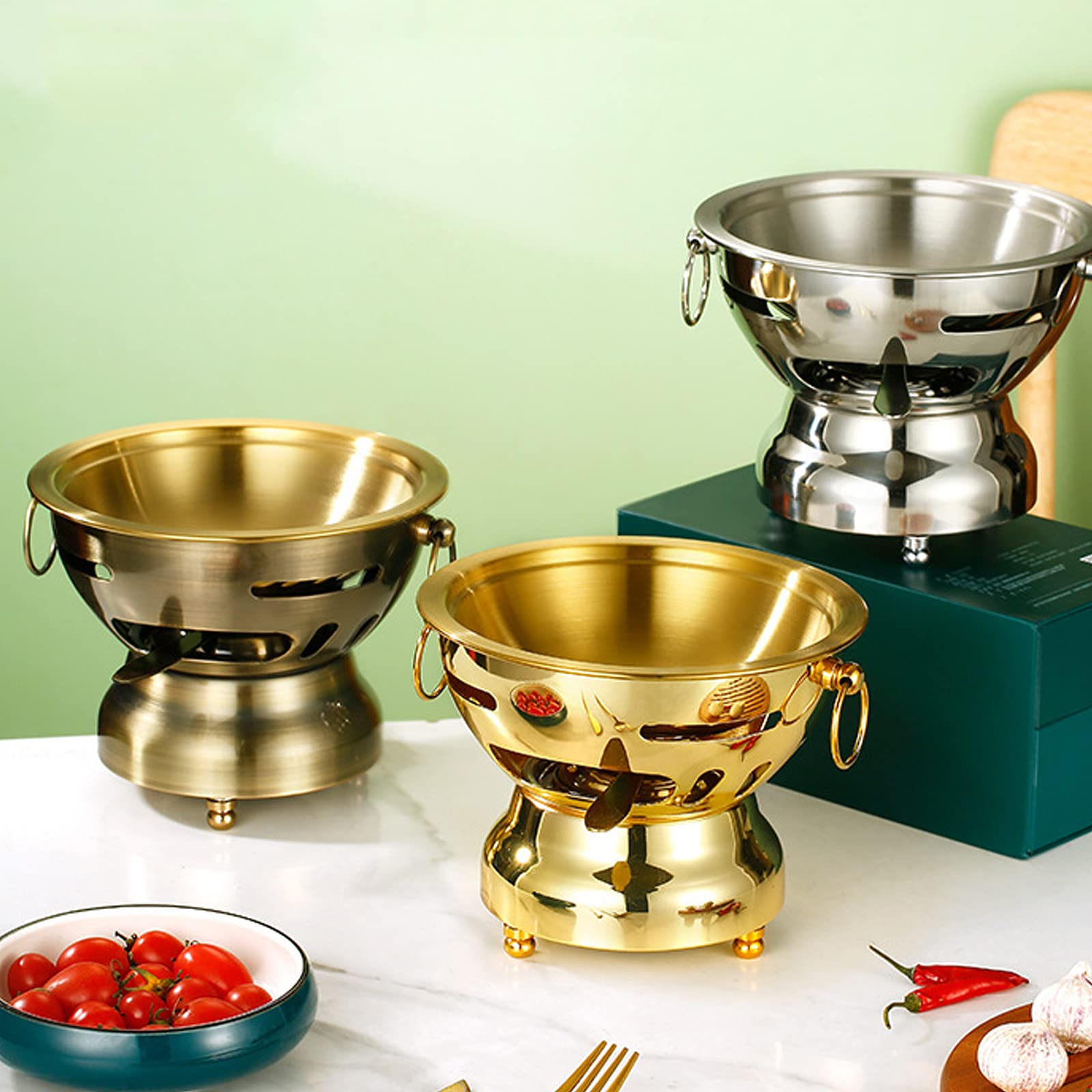 Hornillos de Acampada, hornillo de Alcohol Portátil con Olla, Mini hornillo de Camping Acero Inoxidable, Cocina de espíritu de Camping para Barbacoa, Picnic, Trekking,Silver