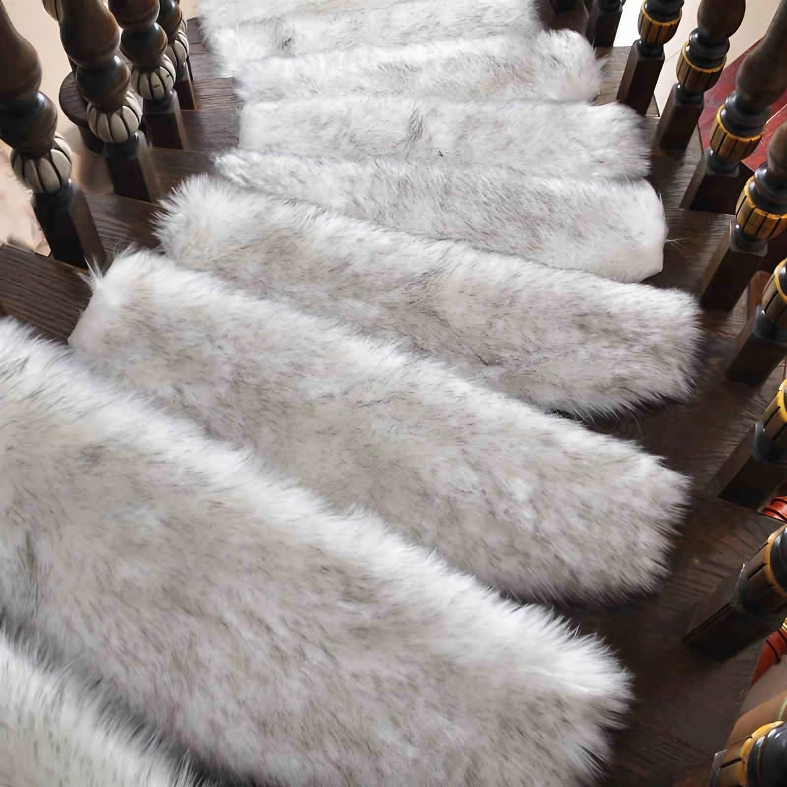 Alfombrillas lavables y suaves para peldaños de madera gris claro en pack de 15