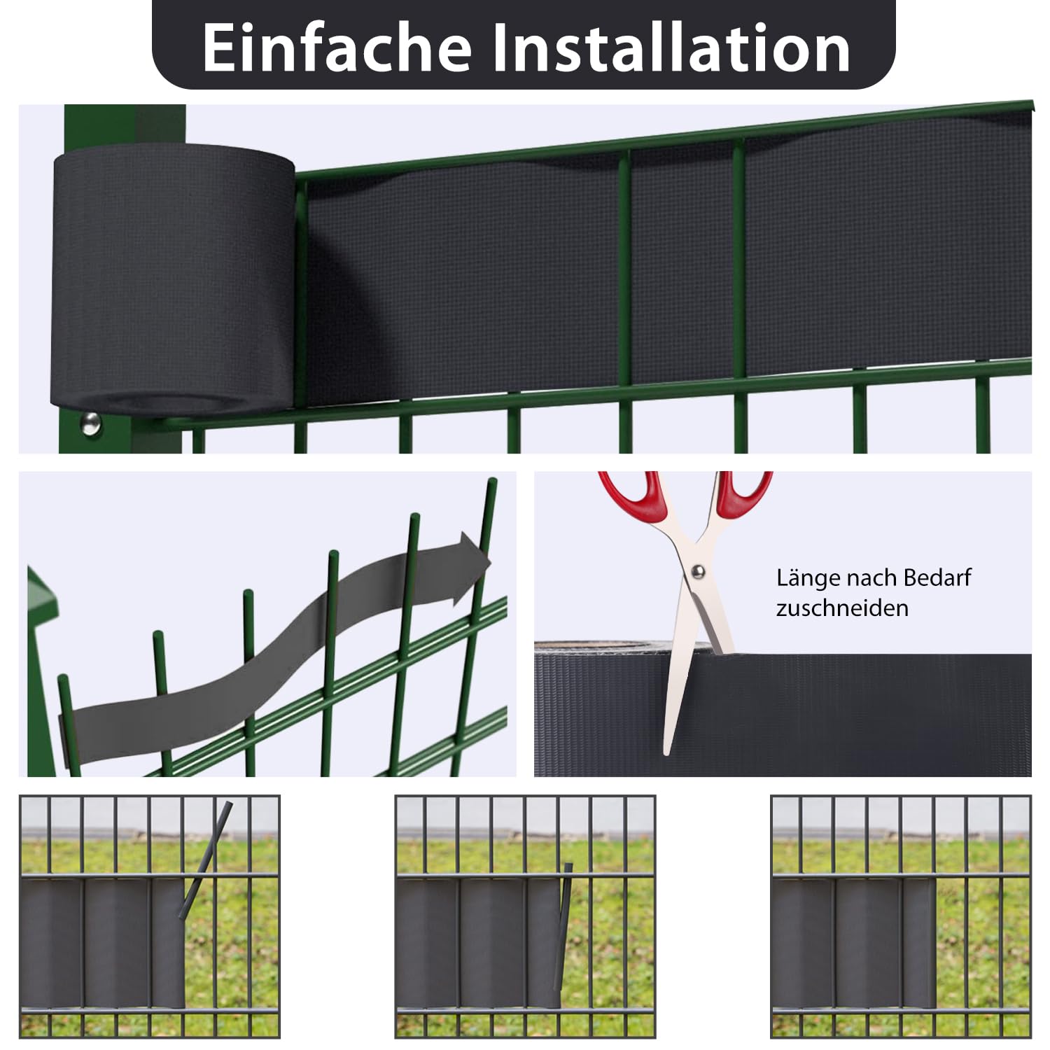 Sekey PVC Sichtschutzstreifen für Doppelstabmatten 35m x 19cm - 26 Befestigungsclips, Doppelstabmattenzaun Sichtschutz, Anti-UV Wetterfest Stabmattenzaun Windschutz für Garten, Anthrazit