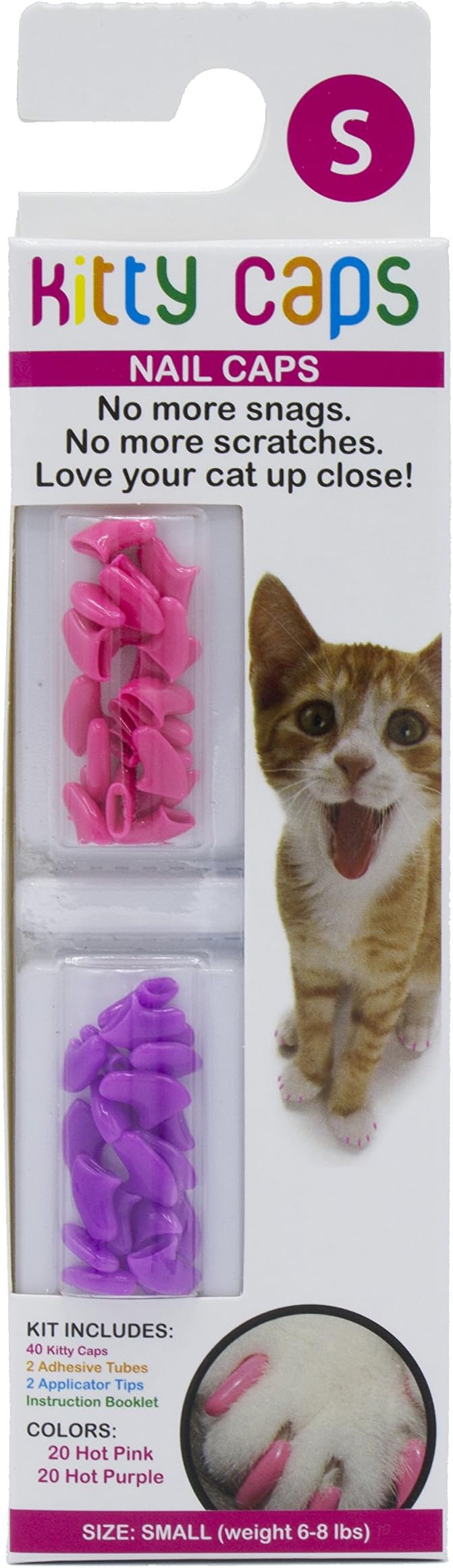 Kitty CapsNail Caps for Cats | Safe, Stylish & Humane Alternative to Declawing | Stops Snags and Scratches, Small (6-8 lbs), Hot Purple & Hot Pink, Pack of 3 (FF9318AMZ3)