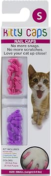 Kitty Caps Nail Caps for Cats | Safe, Stylish & Humane Alternative to Declawing | Covers Cat Claws, Stops Snags and Scratches, Small 6-8 lbs, Hot Purple & Hot Pink Pack of 1