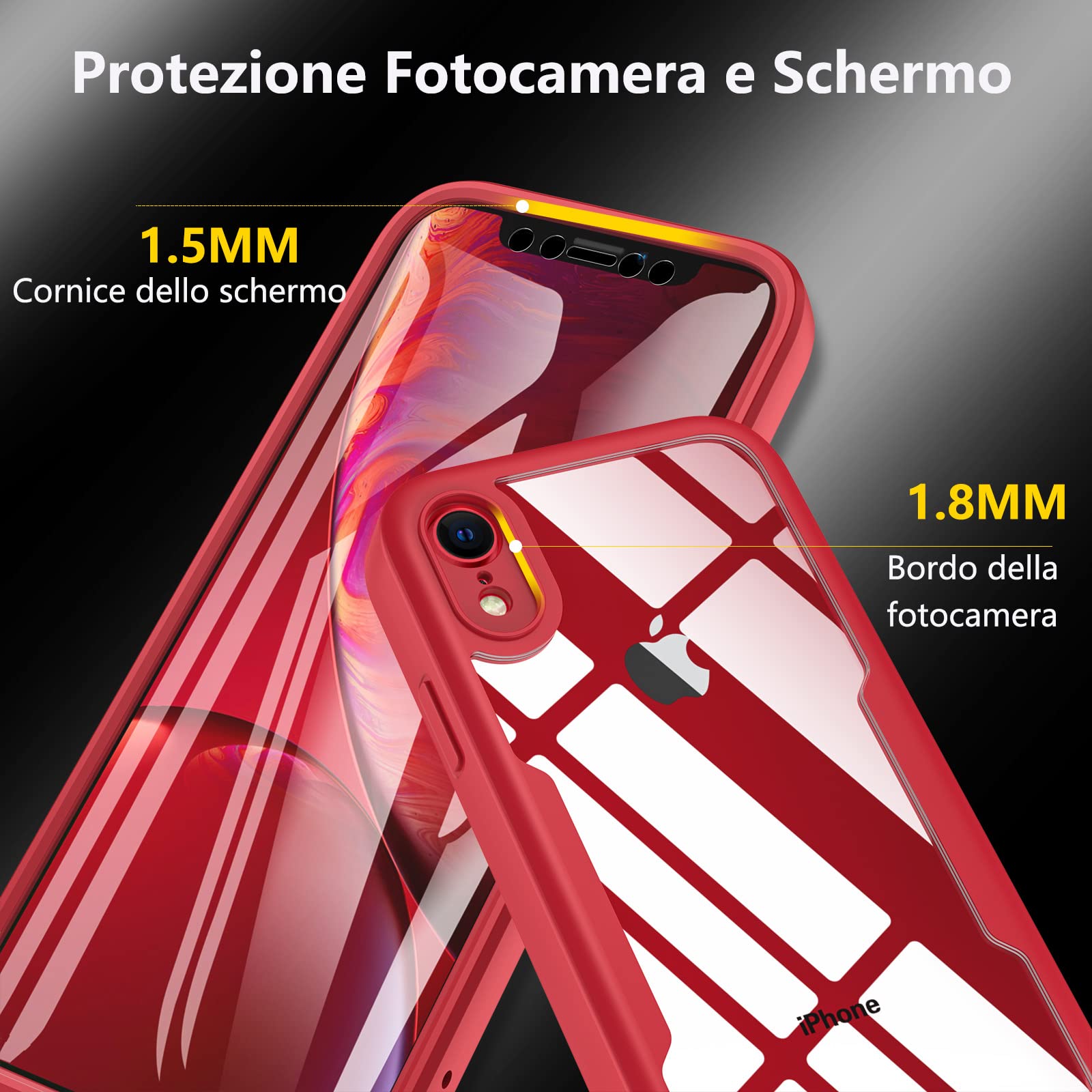Custodia IPhone XR Con Pellicola Protettiva Inclusa - Antishock E Antigraffio, Retro Rigido, Certificazione Militare, Ricarica Wireless (Rosa)