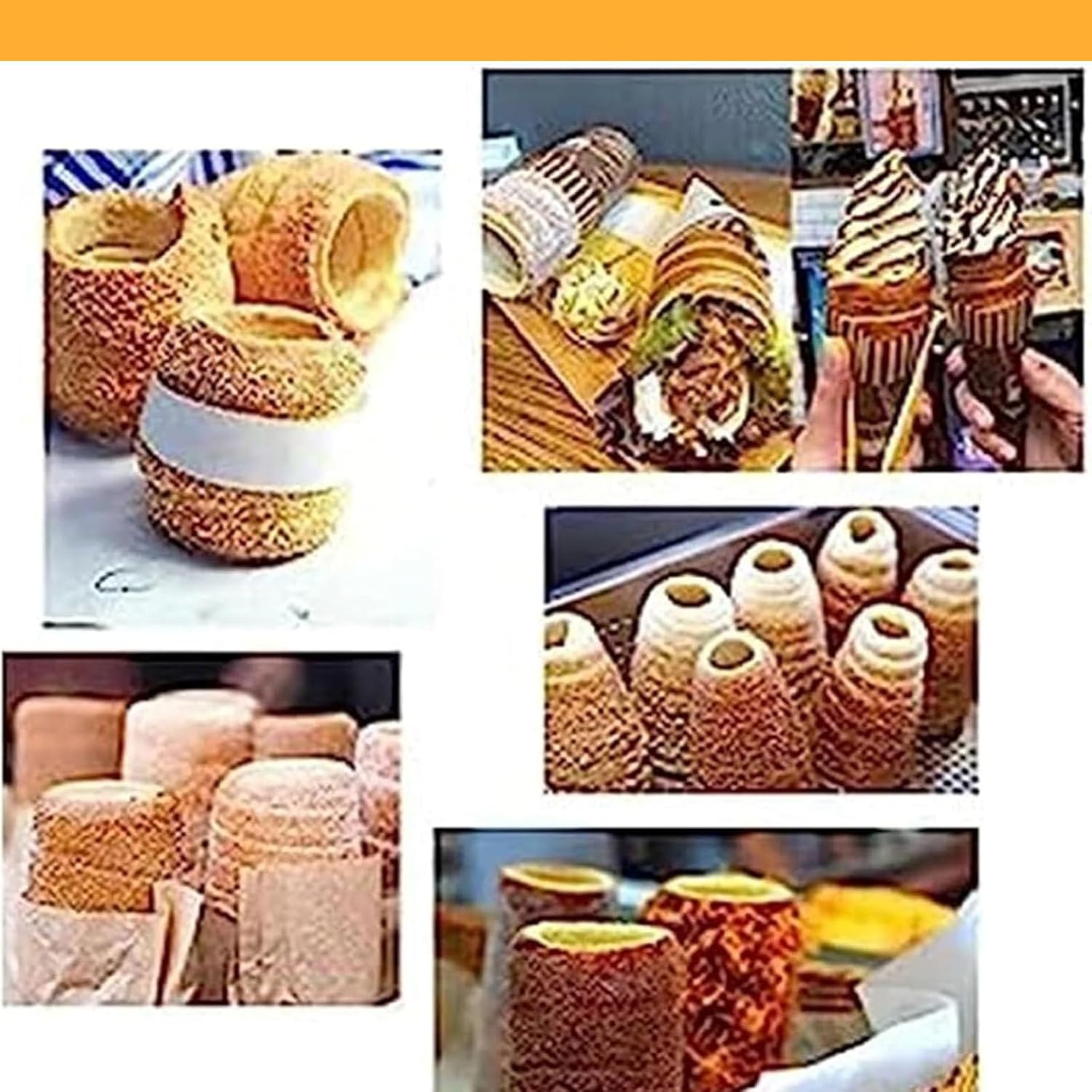Commercial Electric Chimney Cake Maker | Cone Roll Oven Grill Machine | Includes 2 Wooden Tools | Max Temperature 300℃ | Perfect for Delicious Desserts