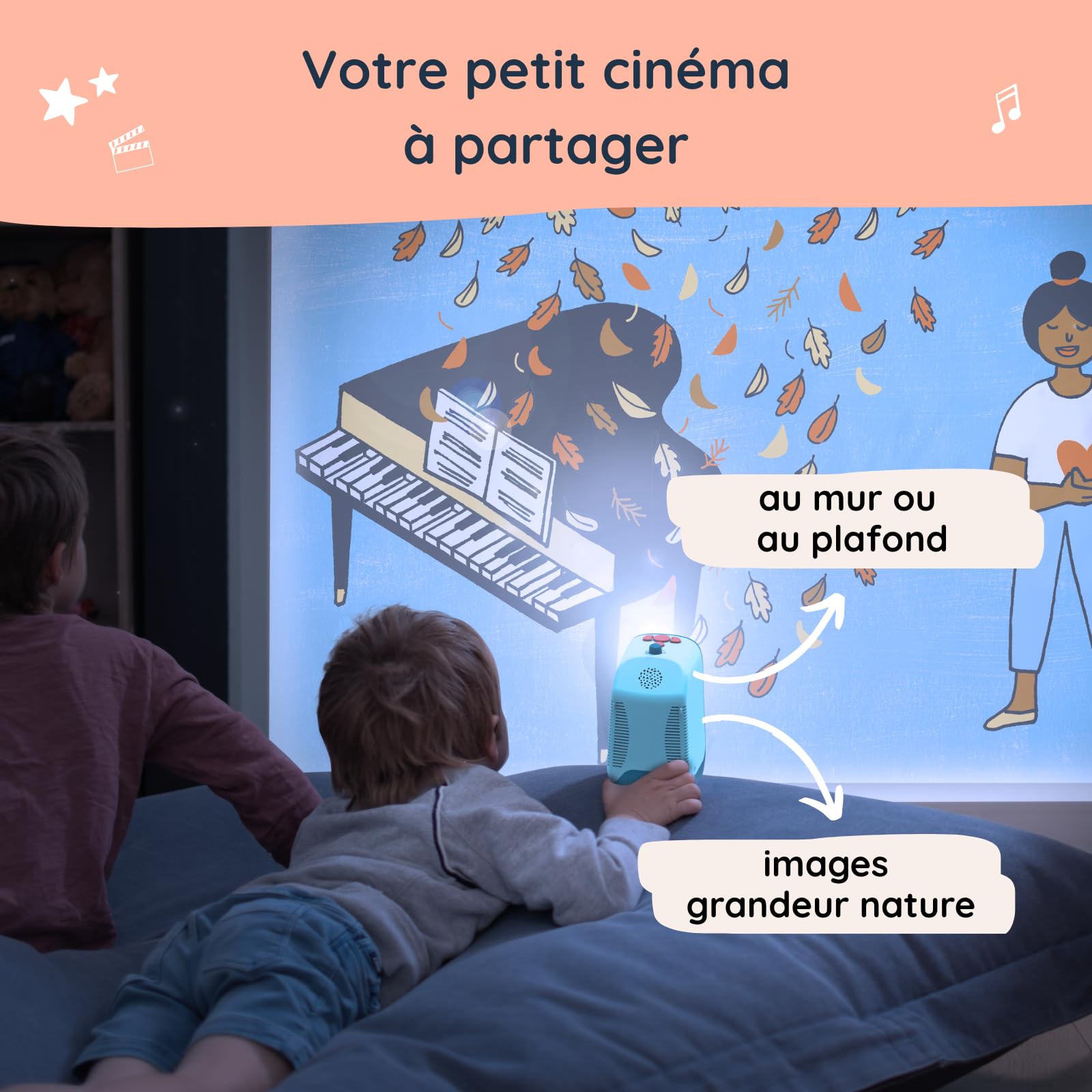Projecteur pour Enfants sans Lumière Bleue Directe - 3 à 10 Ans - Cinéma à la Maison