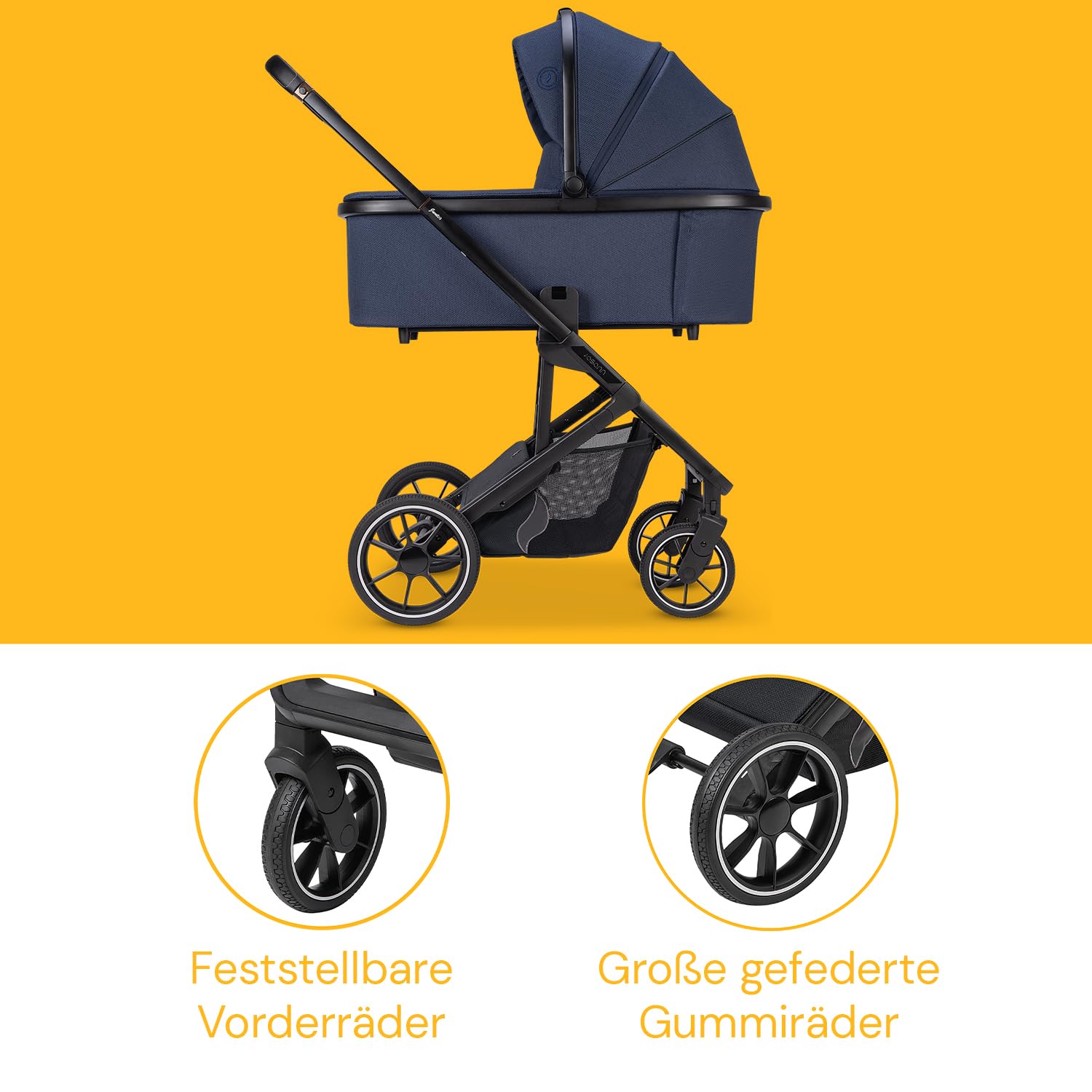 Osann Passeggino Navetta Duo Juntos Sistema Combinato - Leggero e compatto - Reversibile - Aerato - Parapioggia anti pioggia - Fronte Mamma - Fronte Mondo (Cobalt Blu)