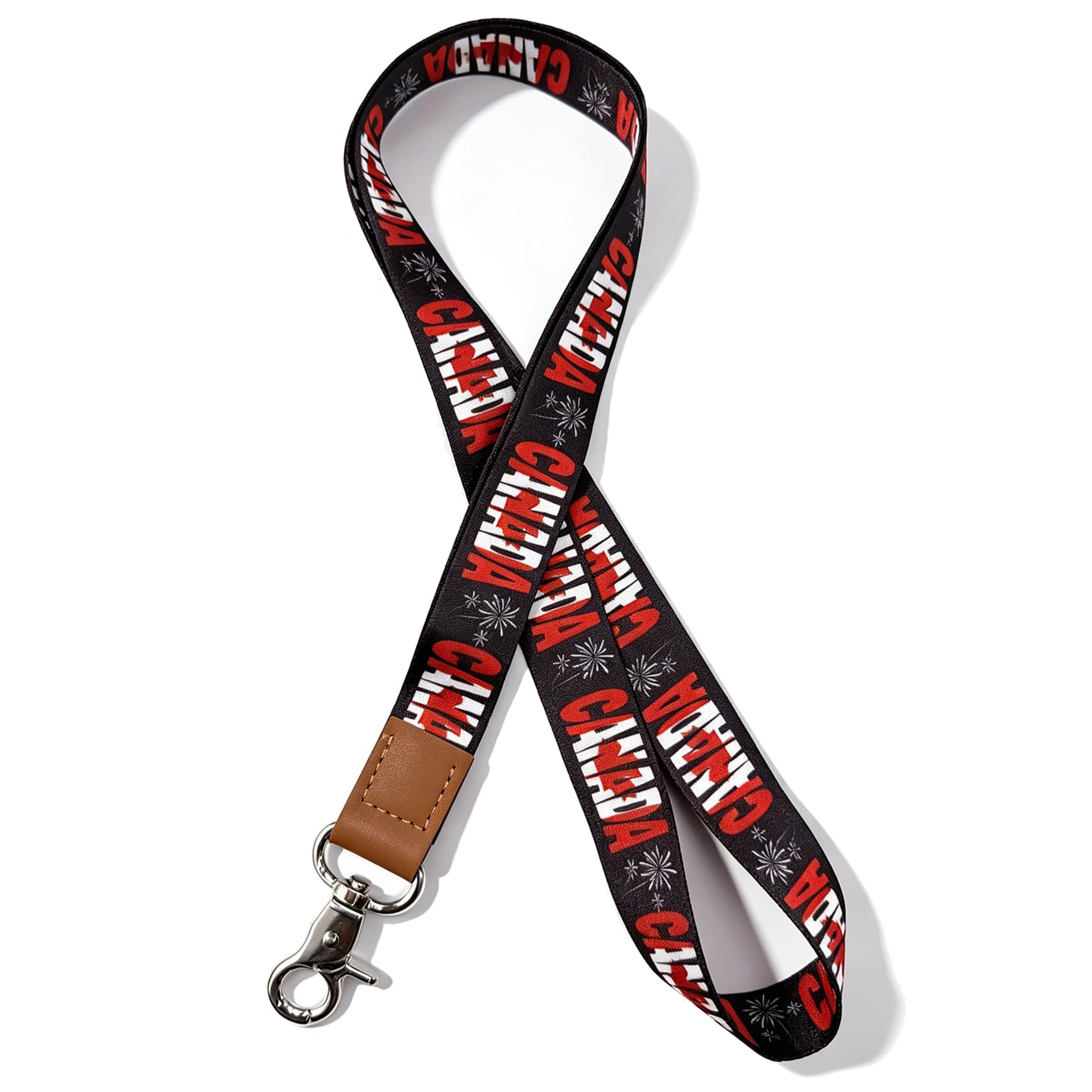 Lanyard for Keys and ID Badges, Neck Lanyard with Metal Clasp, Polyester Lanyard with Leather Accent