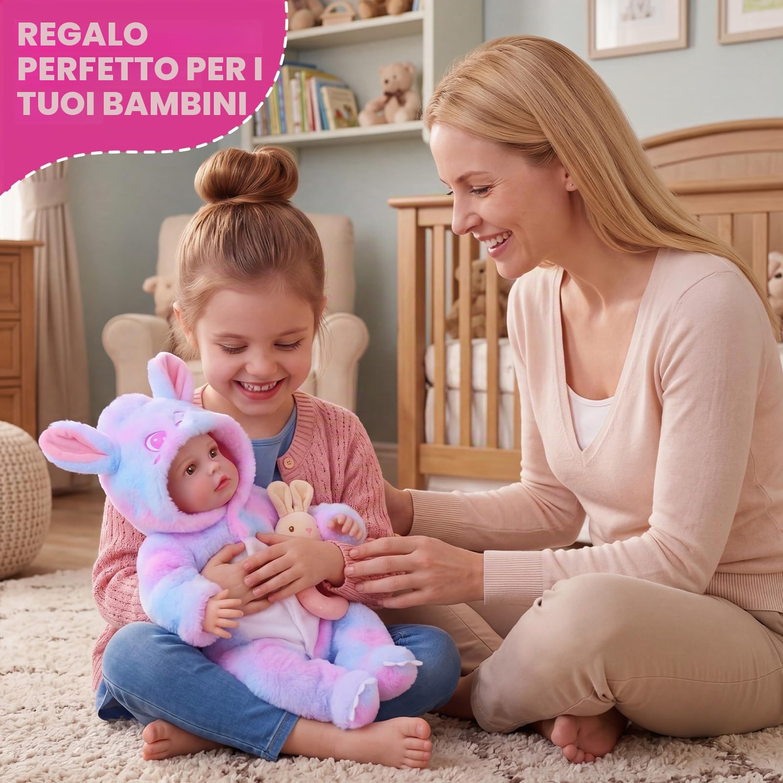 BABESIDE Bambole Reborn – 50 cm Realistico Bambola Bambina corpo in Morbido Tessuto, Occhi Marroni – Bambolotto Femmina con vari Accessori, Adatta a Bambini dai 3 Anni in Su