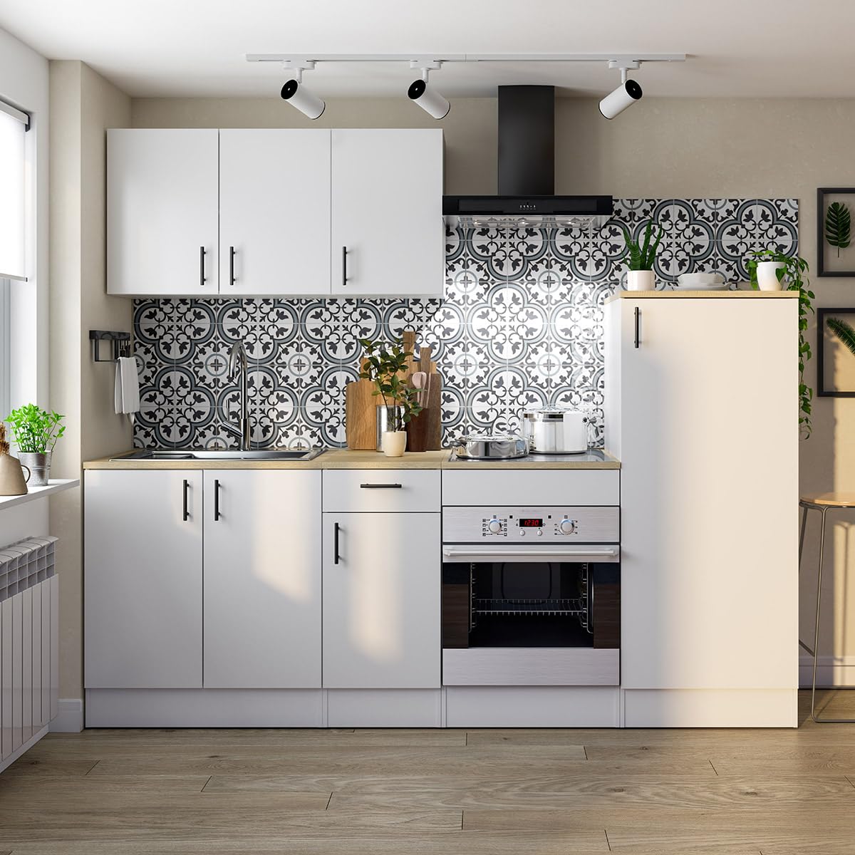 PEGANE Meuble à Suspendre, Meuble Haut pour Cuisine avec 2 Portes Coloris Blanc Brillant - Hauteur 59 x Longueur 80 x Profondeur 34 cm