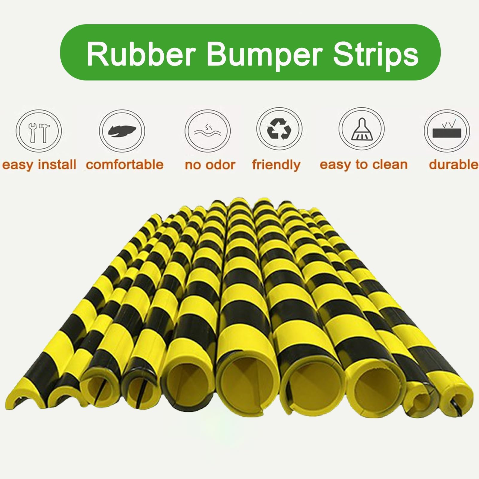 Protector de borde de espuma de 39 pulgadas, protector de parachoques redondo autoadhesivo de alta visibilidad con rayas negras y amarillas, acolchado de seguridad industrial para parques infantiles y