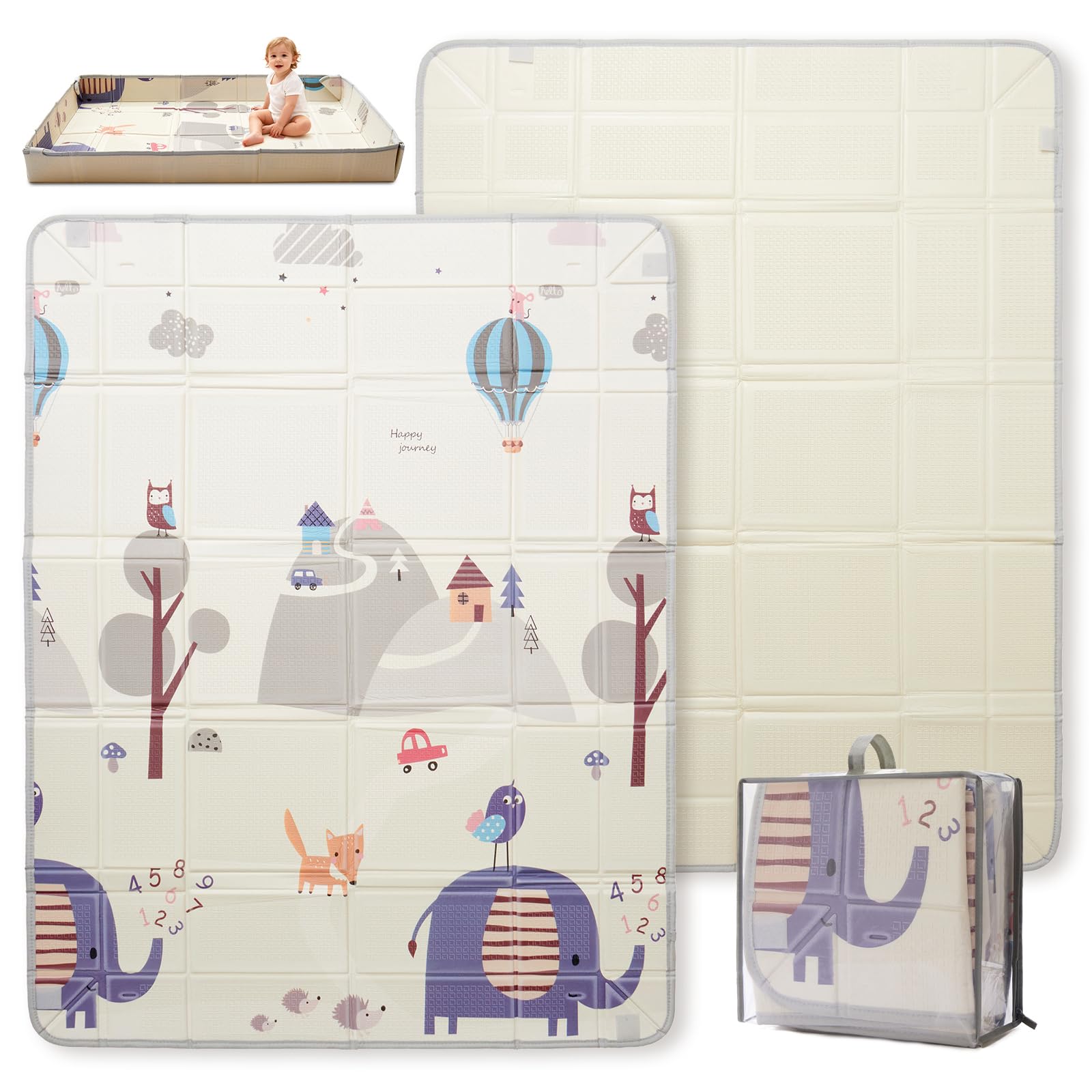Wassermatte & Spielmatte Baby – wasserdichte Bauchlage-Matte mit faltbarer Krabbelmatte, Baby Spielset ab 0 Monaten