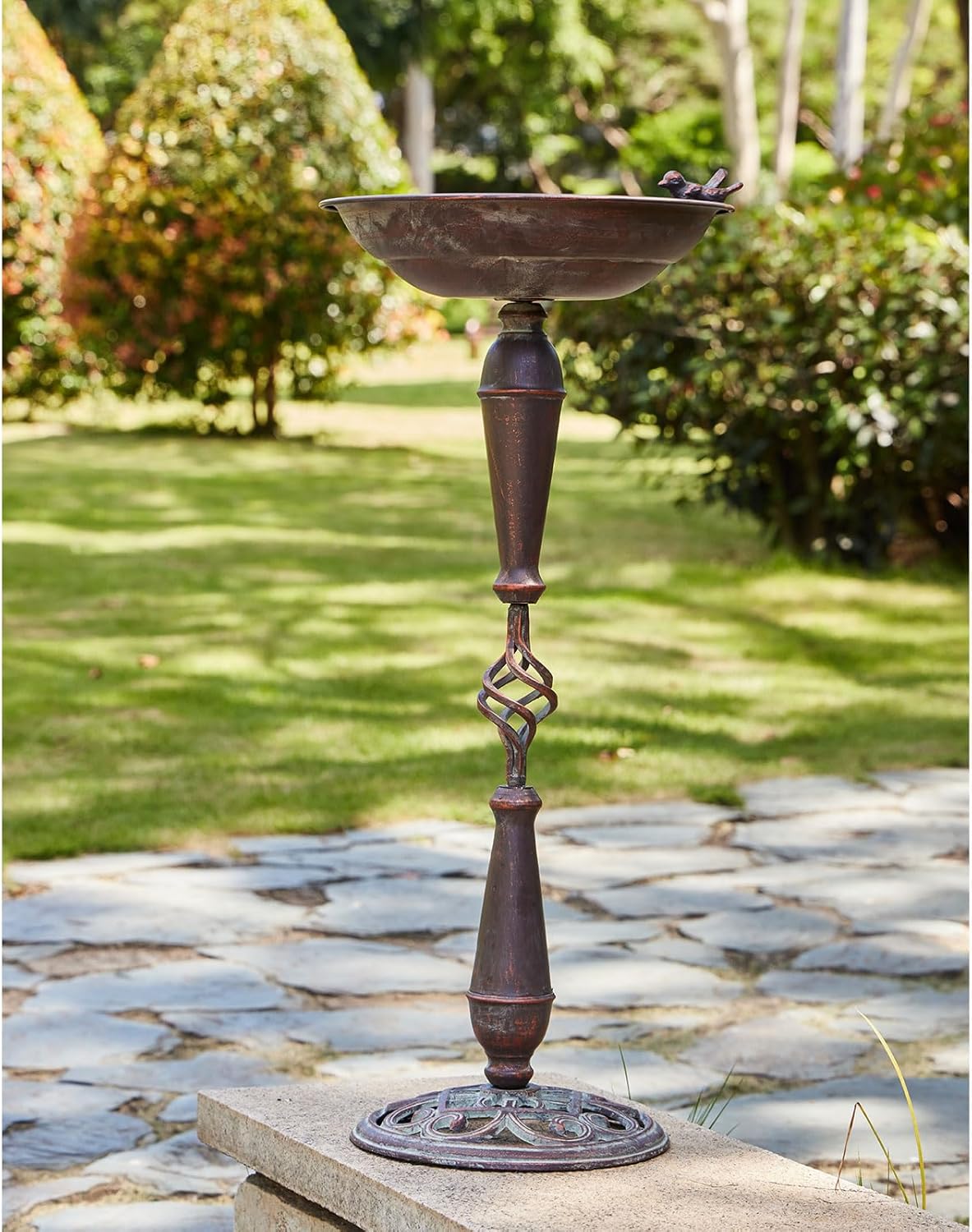 27.5’’H Cast Iron Pedestal Bird Bath,Metal Bird Bath for Outdoor,Vintage Metal Bird Bath Garden Decoration - Image 8