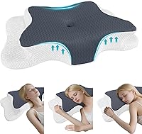 Vista 14 de Almohada cervical para el cuello para aliviar el dolor de dormir, almohadas de espuma viscoelástica de contorno, almohadas ergonómicas para dormir