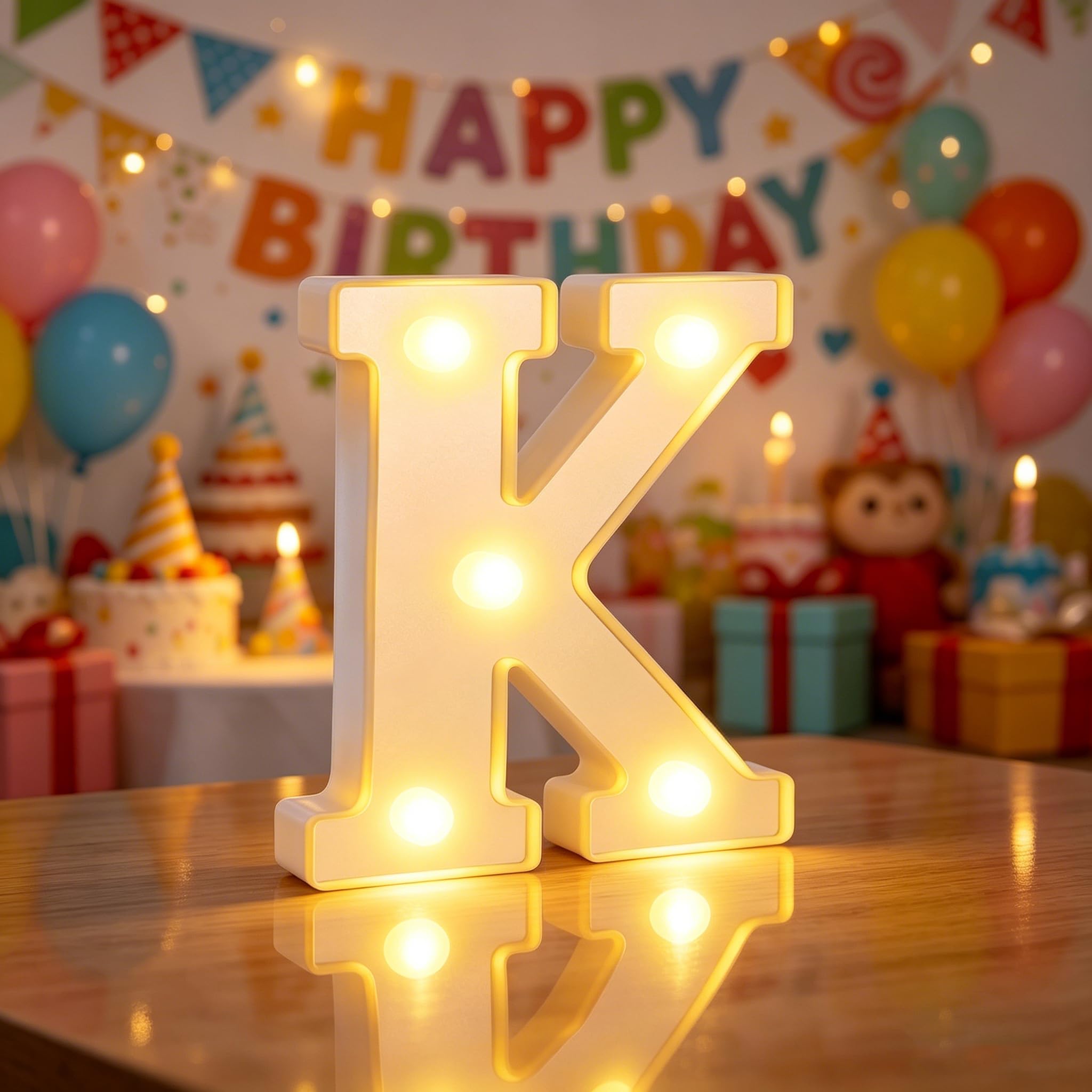Light up Letters K, 6.3in LED Marquee Letter Lights for Girls Bedroom Accessories, Alphabet Sign Gifts for Girl Women, Birthday Lights for Valentine Party Birthday Decorations (K)
