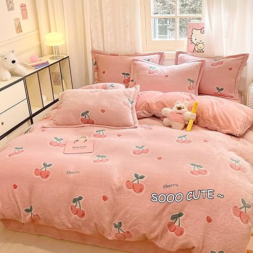 Miniatura 6 de LMONMOO Juego de funda de edredón rosa tamaño Queen, 3 piezas de edredón floral para niñas, juegos de ropa de cama Kawaii Queen, ultra suave, lindo,