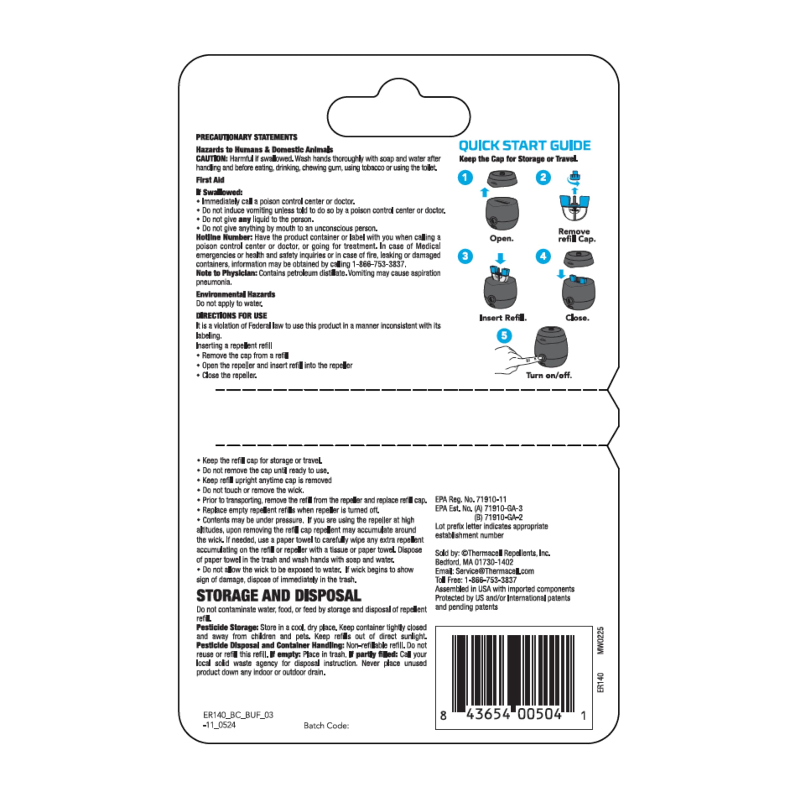Rechargeable Mosquito Repellent Refill, 40-Hr S30224