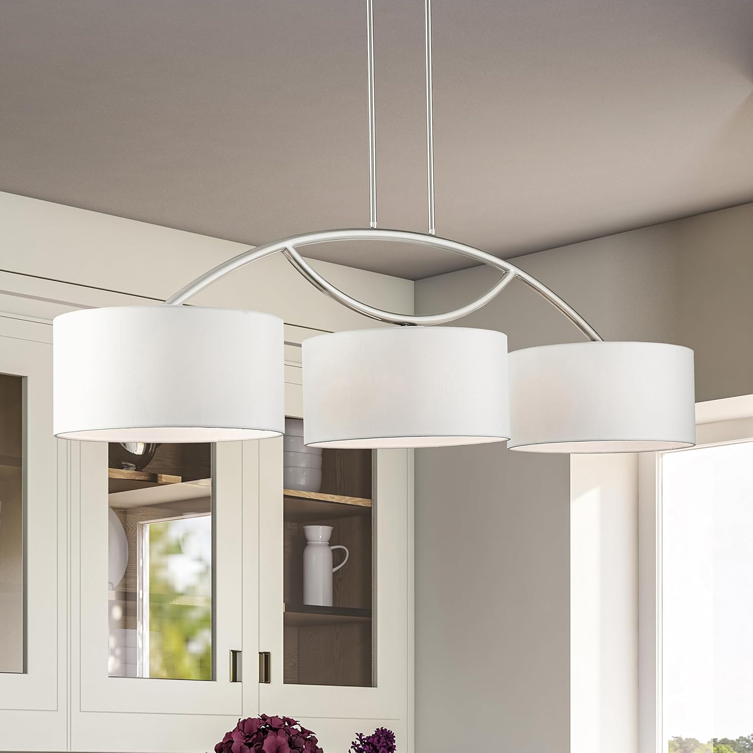 Livex Lighting Meridian 3 Light Brushed Nickel Linear Chandelier