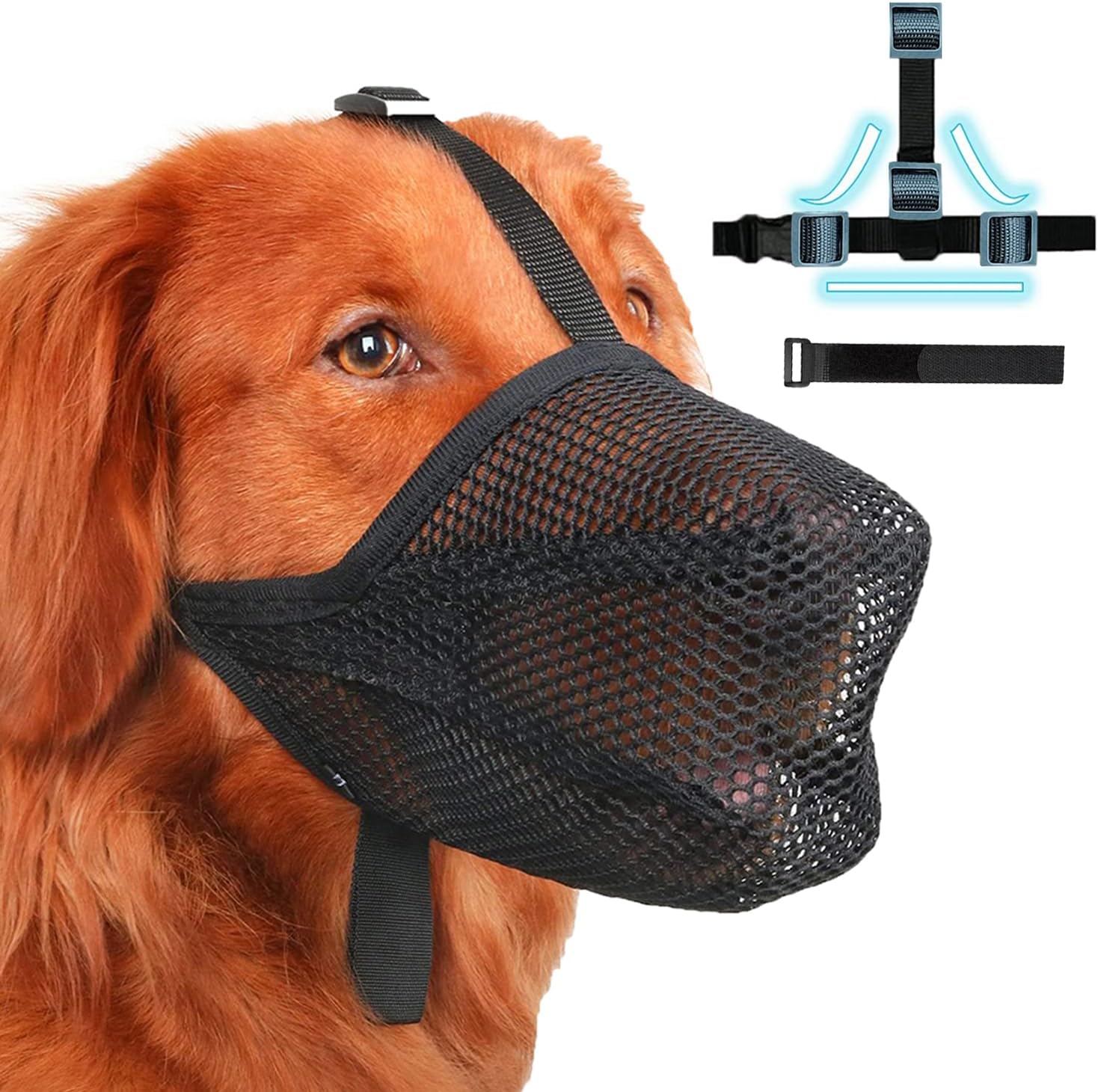 Conponous Dog Muzzle, Dog Muzzles with Velcro Straps, Breathable Pet